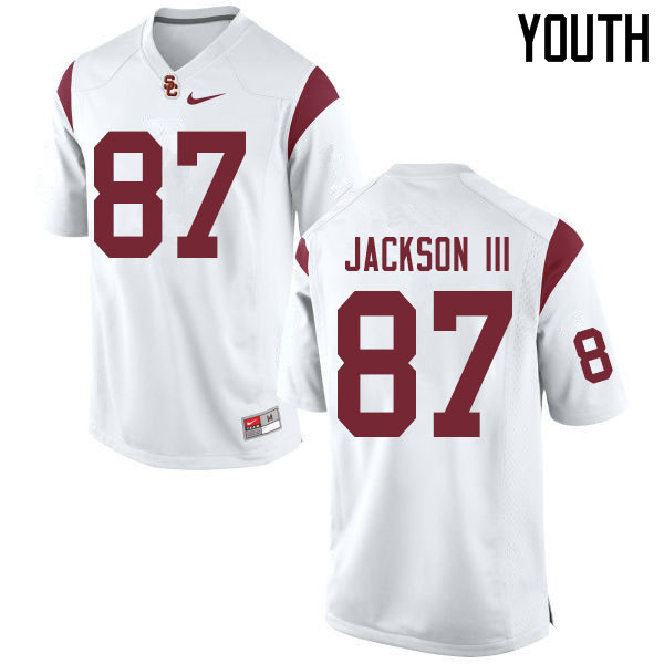 Youth #87 John Jackson III USC Trojans College Football Jerseys Sale-White